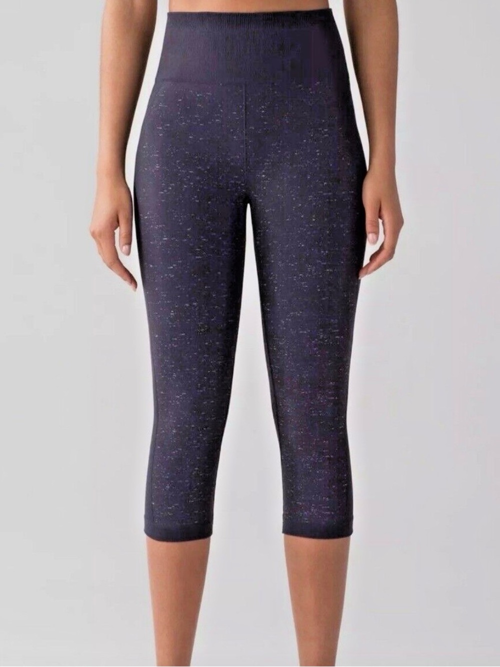 Lululemon Leggings Seamless Speckled Navy Size 10 Cropped High Rise Gym Pants